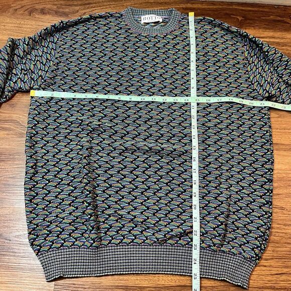 VTG Botto Made In Italy Sweater Mens XL 54 Multicolor Crewneck Cotton Blend Y2K - Picture 3 of 7